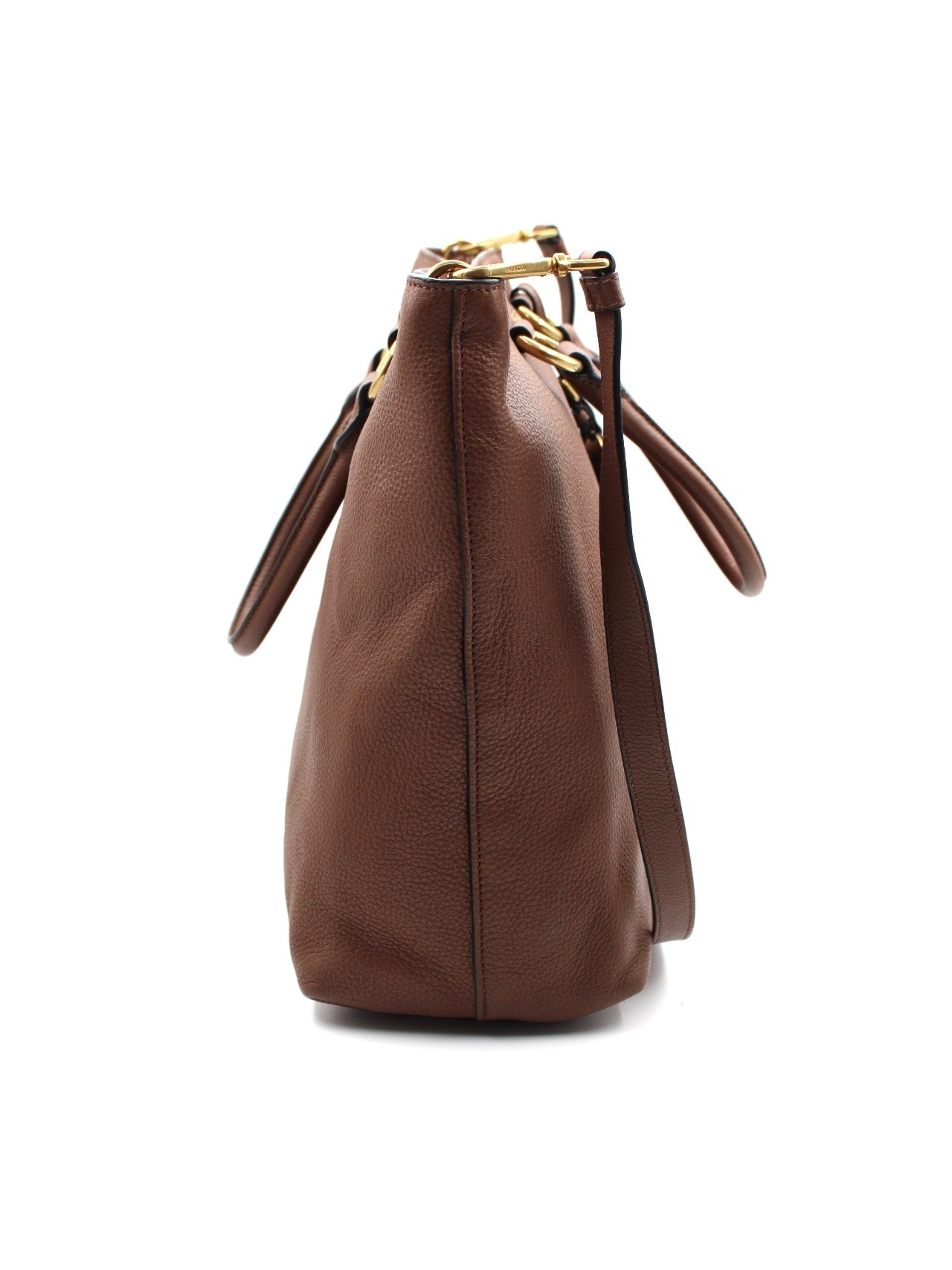 Shopper Prada in pelle martellata marrone thumb