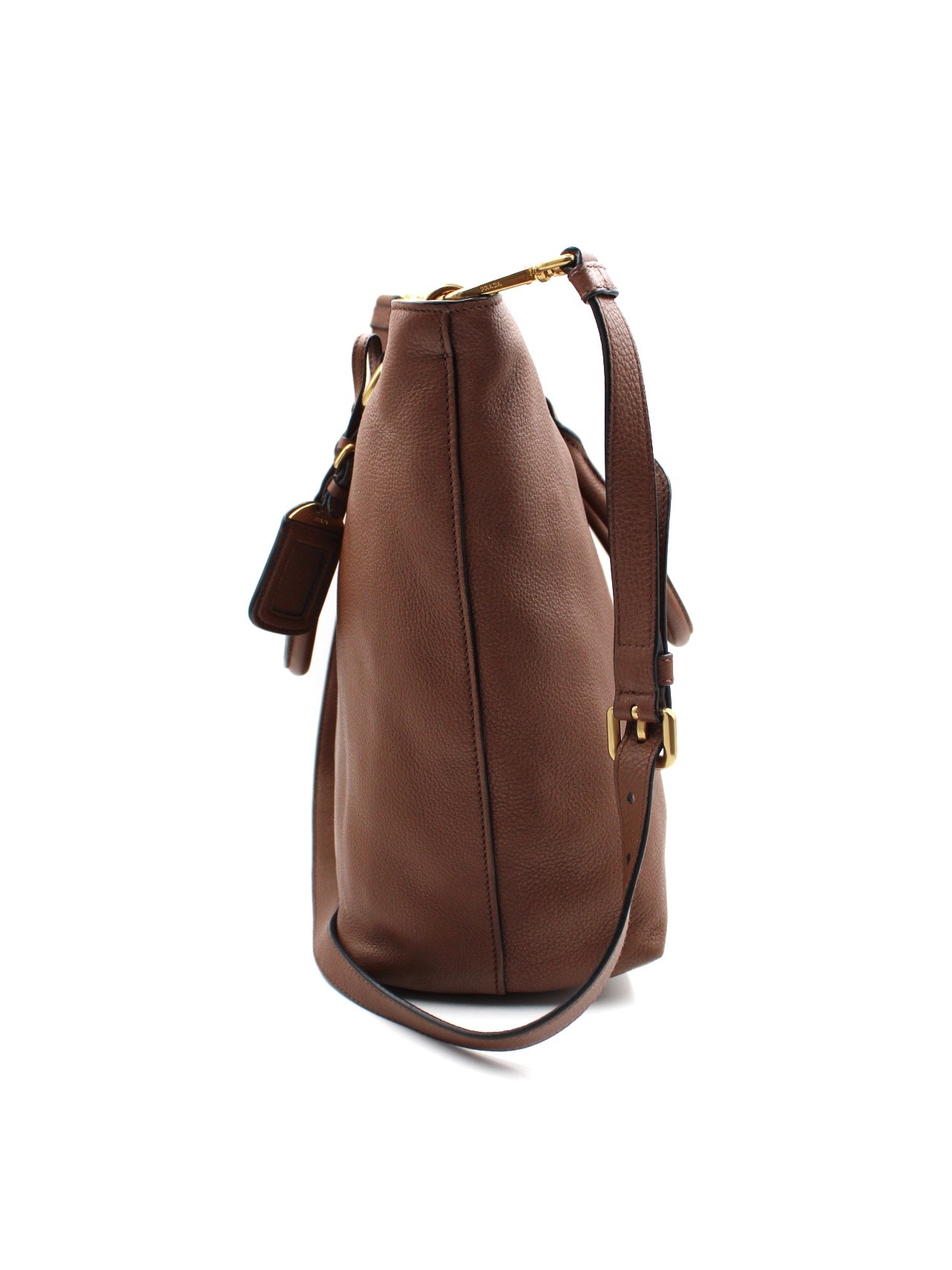 Shopper Prada in pelle martellata marrone thumb