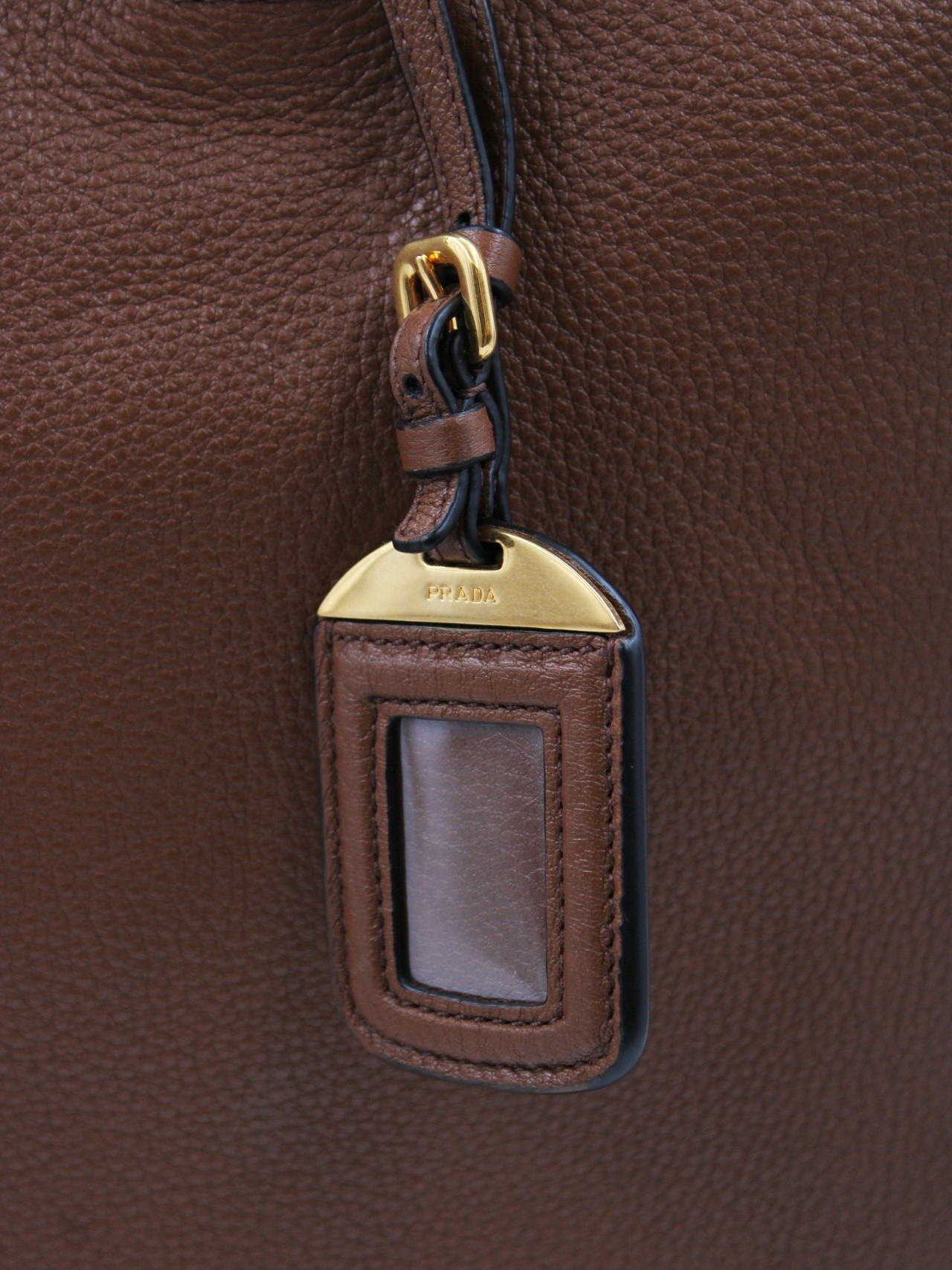 Shopper Prada in pelle martellata marrone thumb