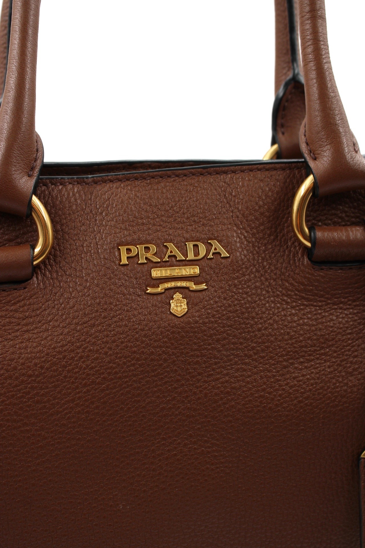 Shopper Prada in pelle martellata marrone thumb