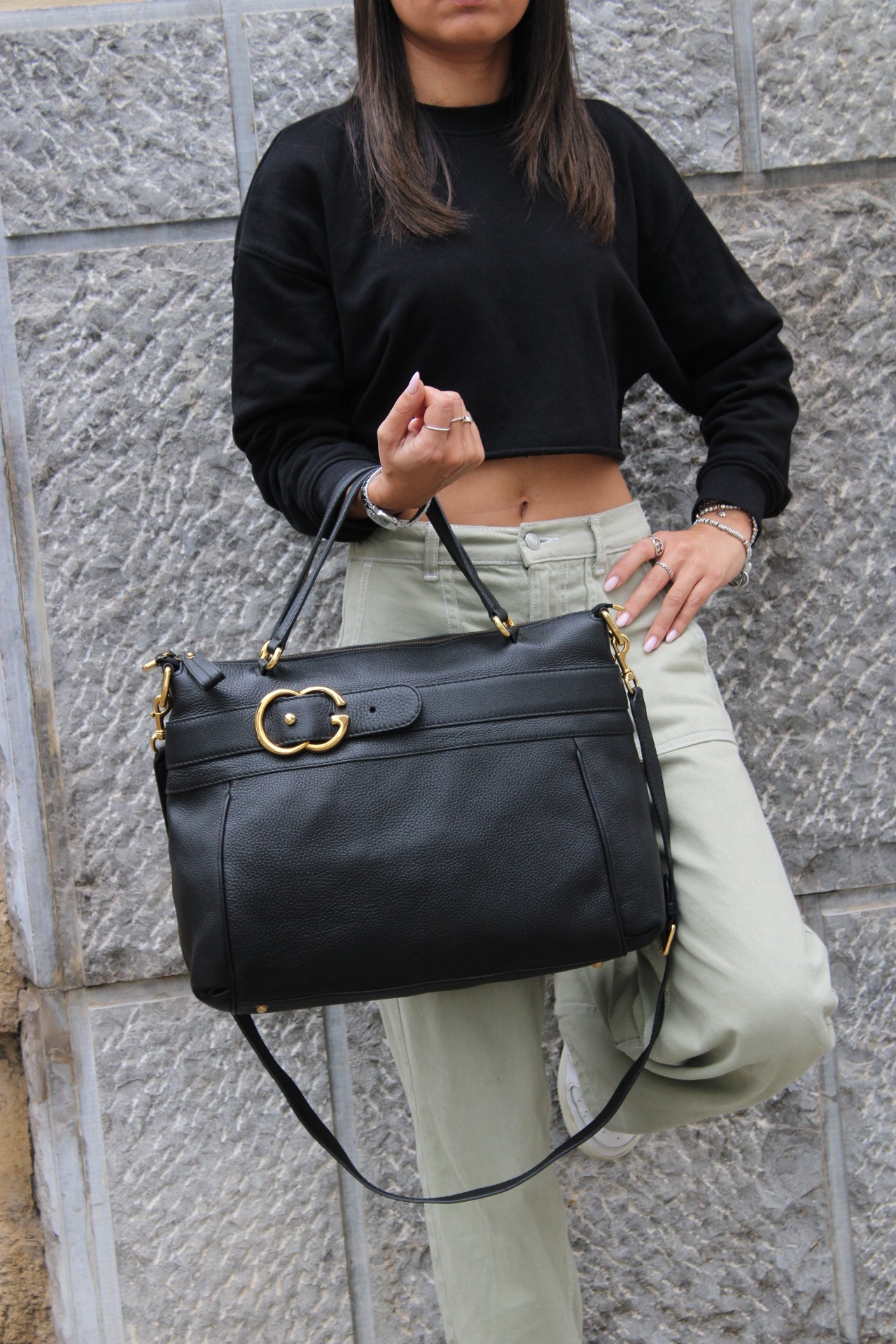Shopper Gucci in pelle nera thumb