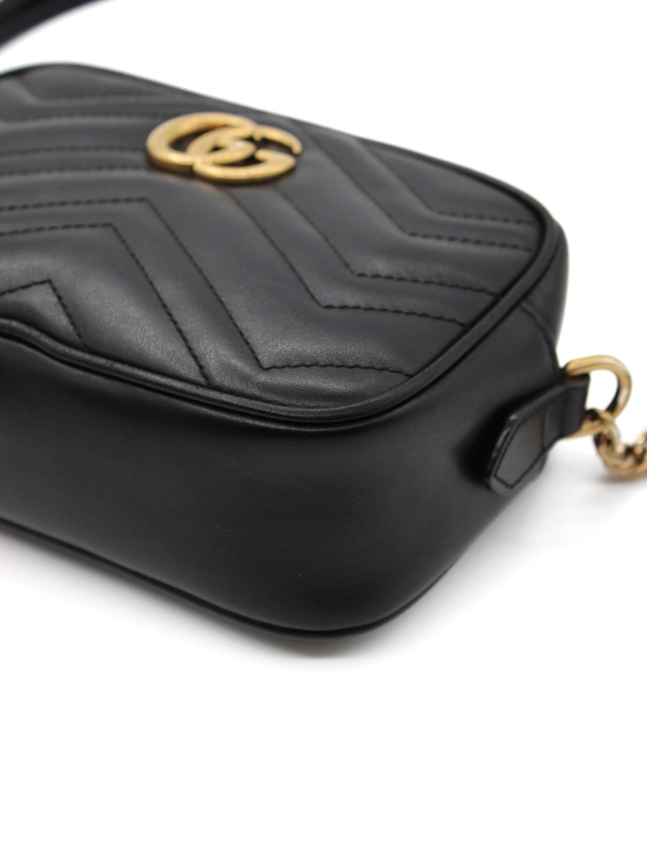 Borsa Gucci Mini Marmont in pelle nera thumb