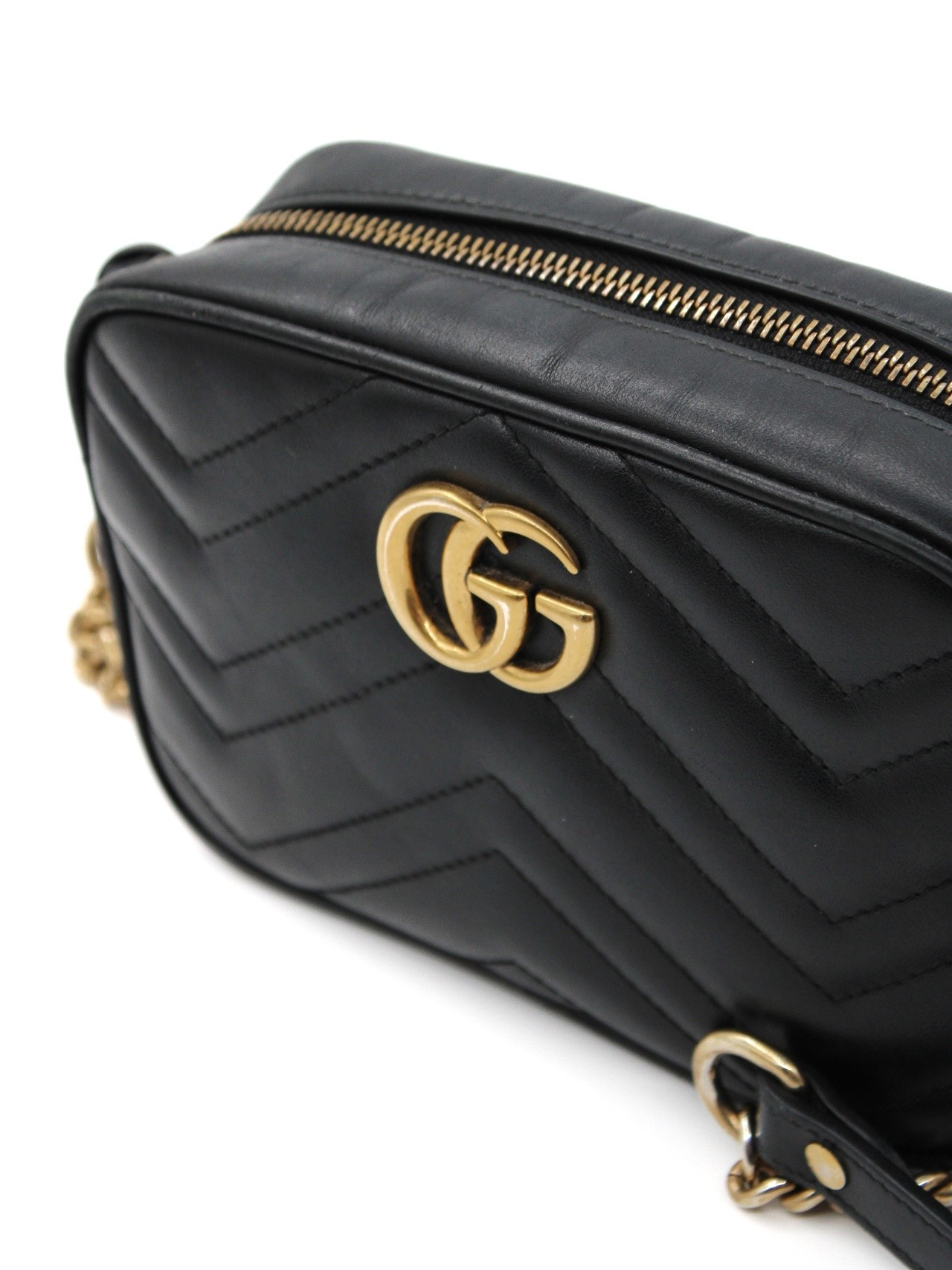 Borsa Gucci Mini Marmont in pelle nera thumb