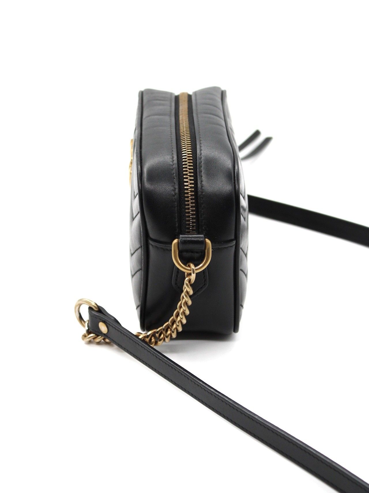 Borsa Gucci Mini Marmont in pelle nera thumb