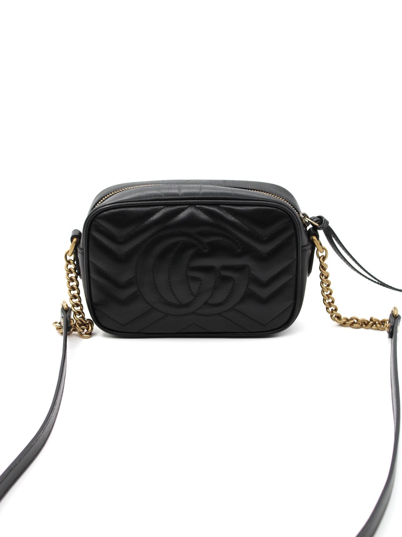Borsa Gucci Mini Marmont in pelle nera thumb