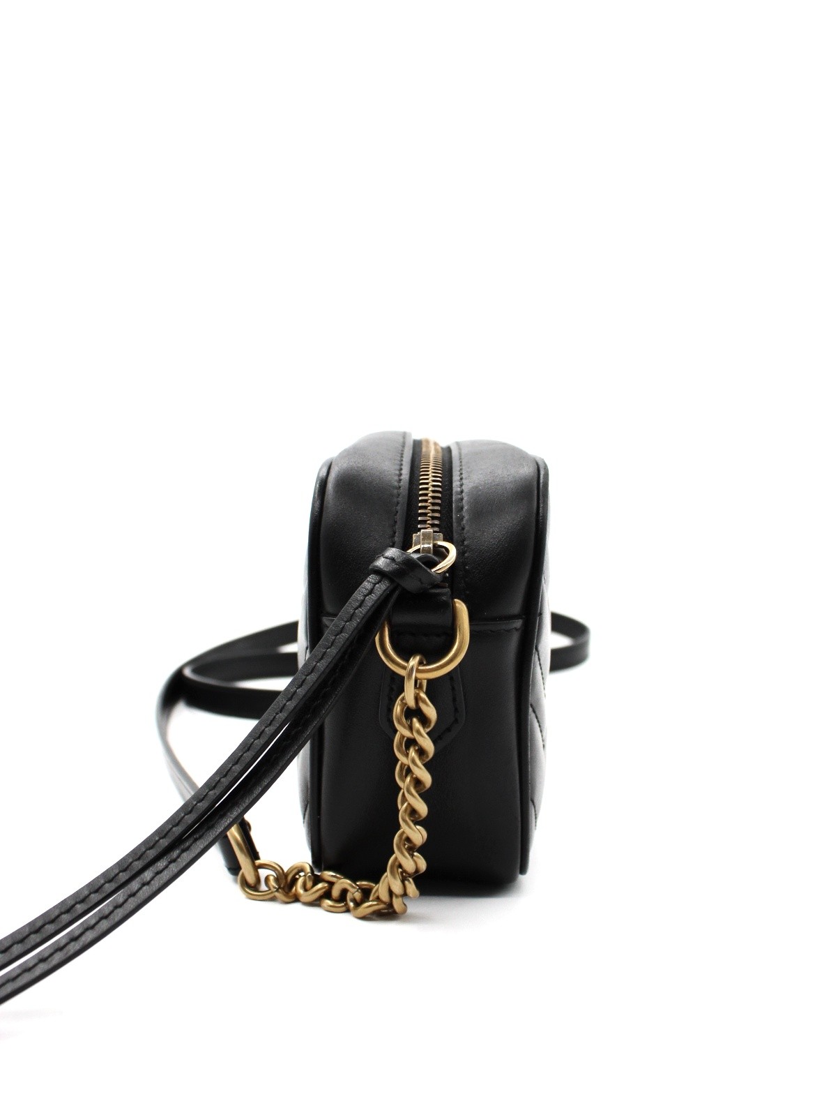 Borsa Gucci Mini Marmont in pelle nera thumb