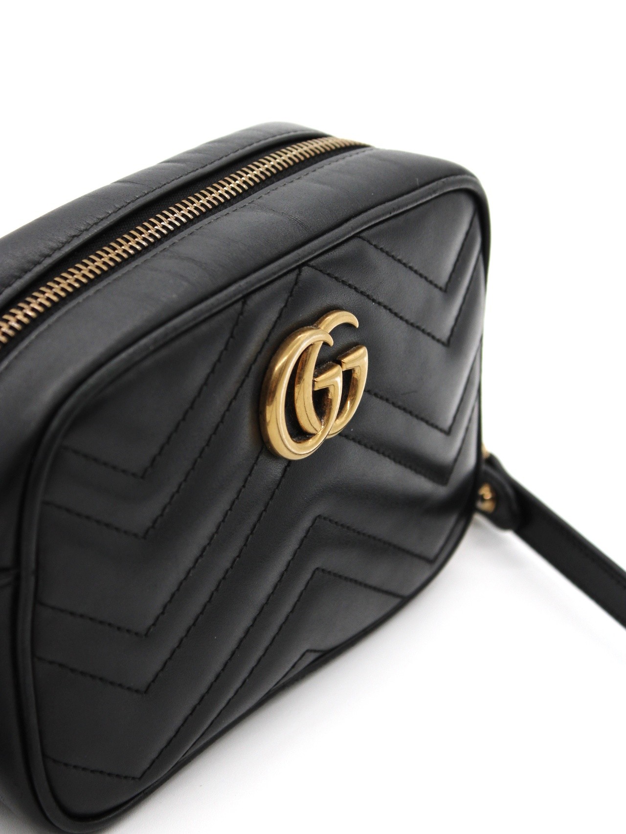 Borsa Gucci Mini Marmont in pelle nera thumb