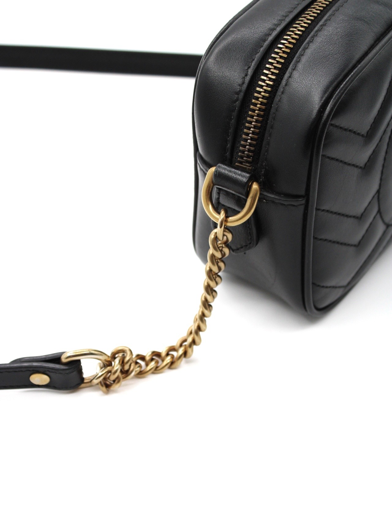 Borsa Gucci Mini Marmont in pelle nera thumb