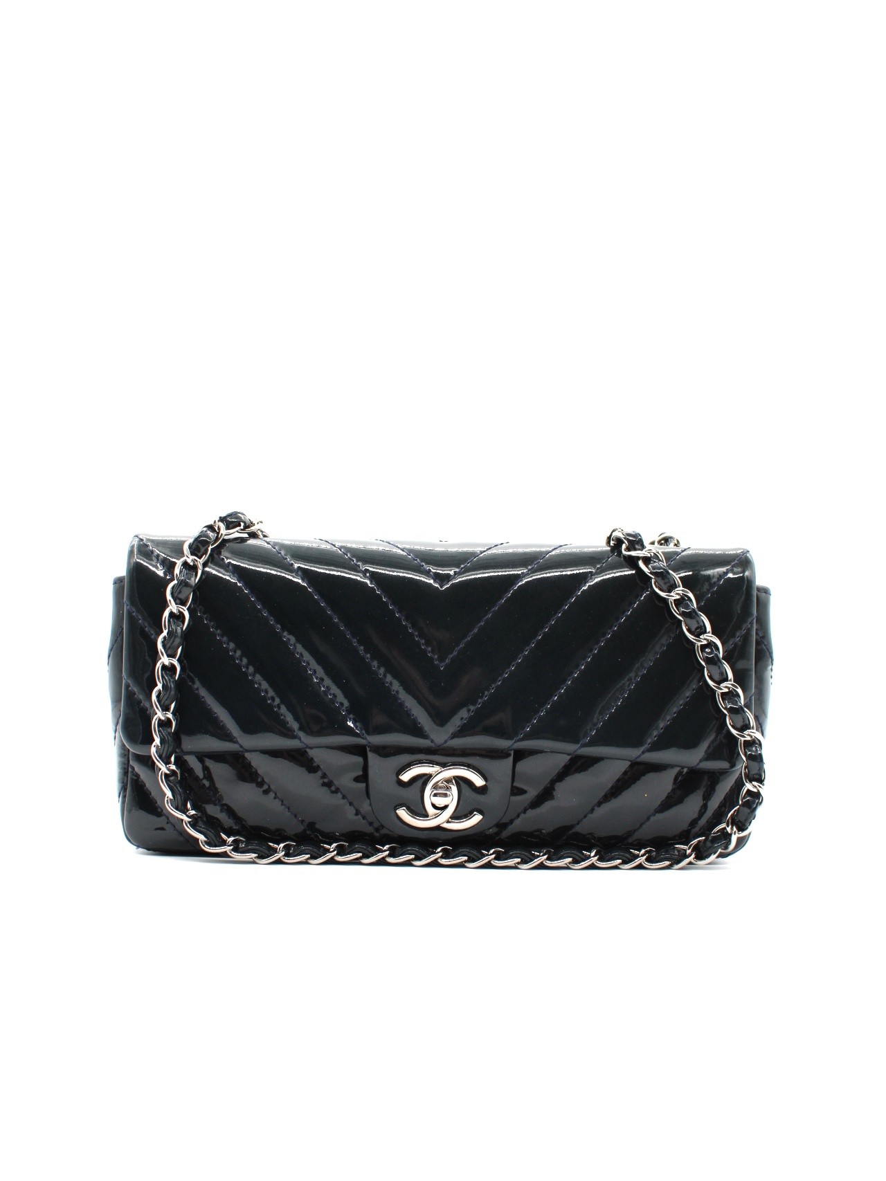 Borsa Chanel Patent Chevron East West thumb