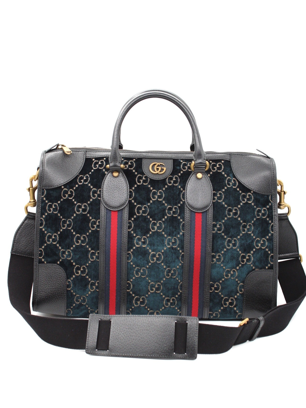 Borsa Gucci Duffle GG velvet blue thumb