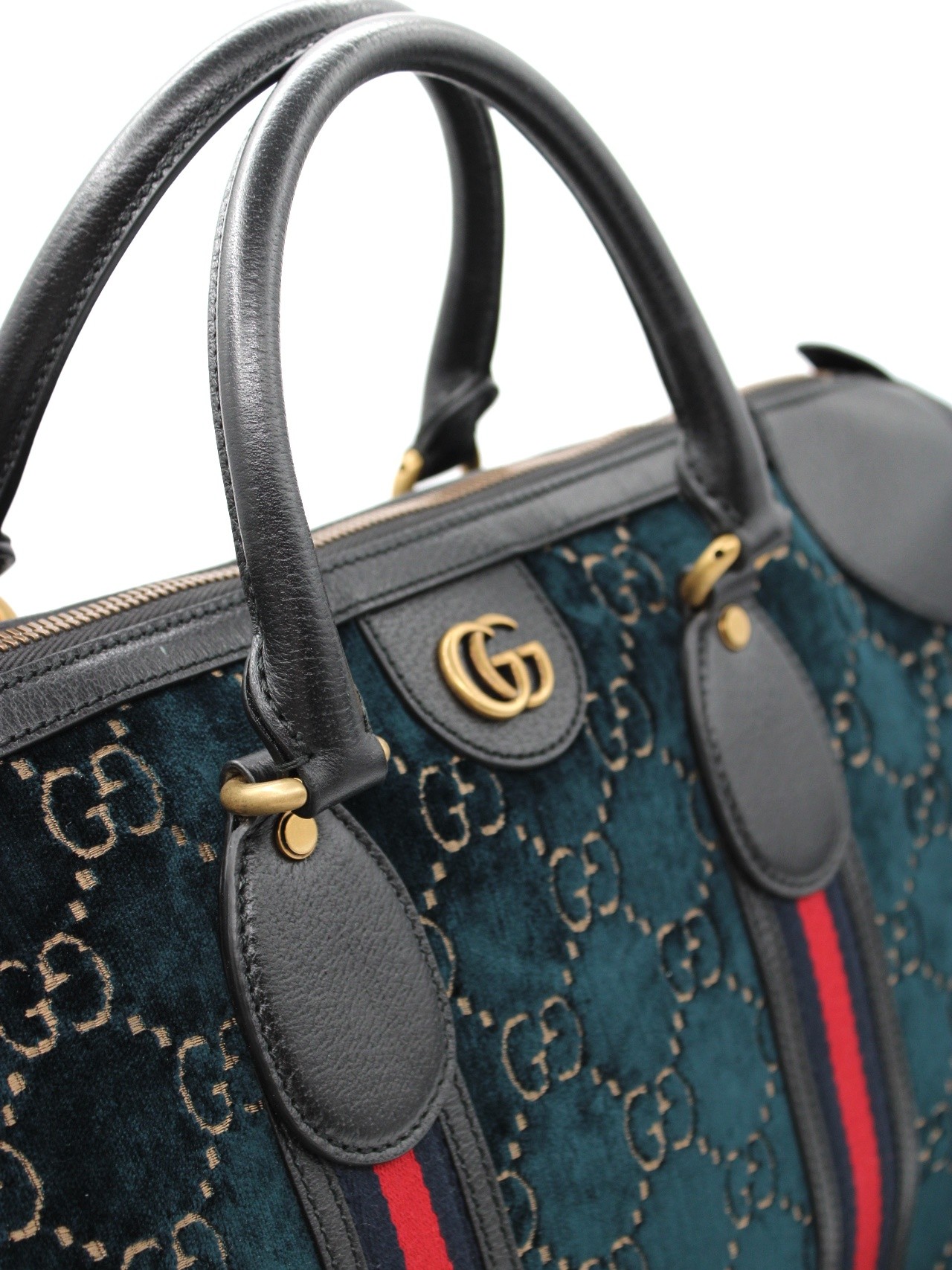 Borsa Gucci Duffle GG velvet blue thumb