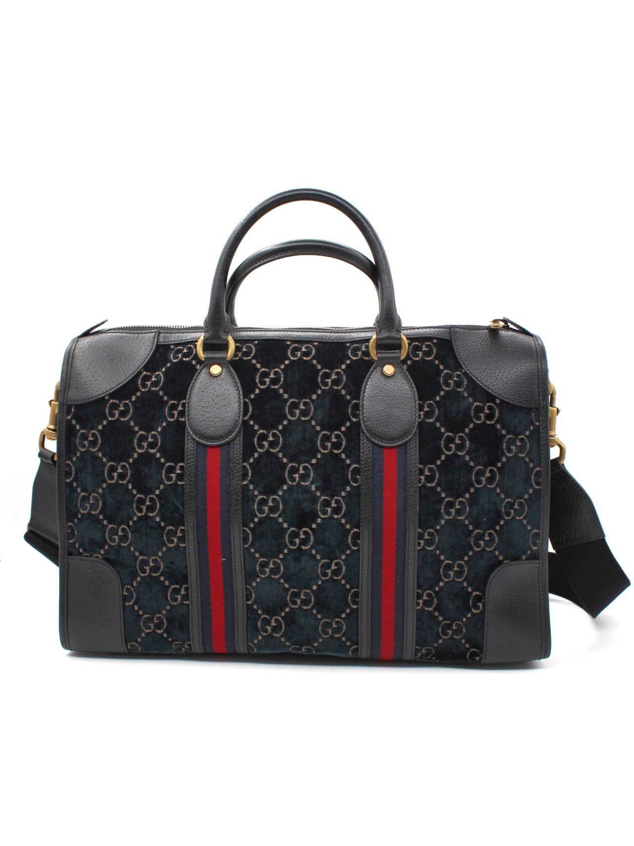 Borsa Gucci Duffle GG velvet blue thumb
