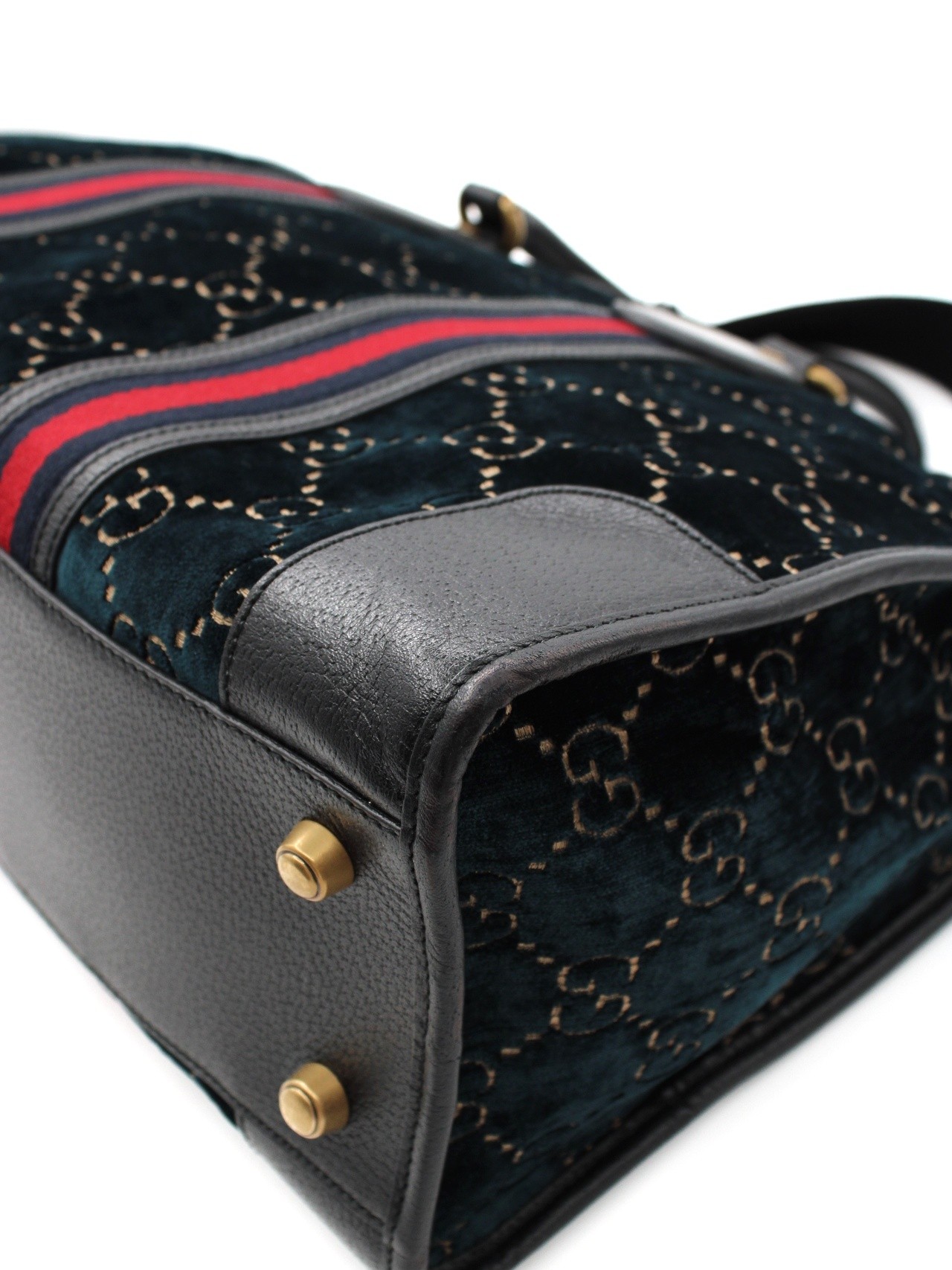 Borsa Gucci Duffle GG velvet blue thumb