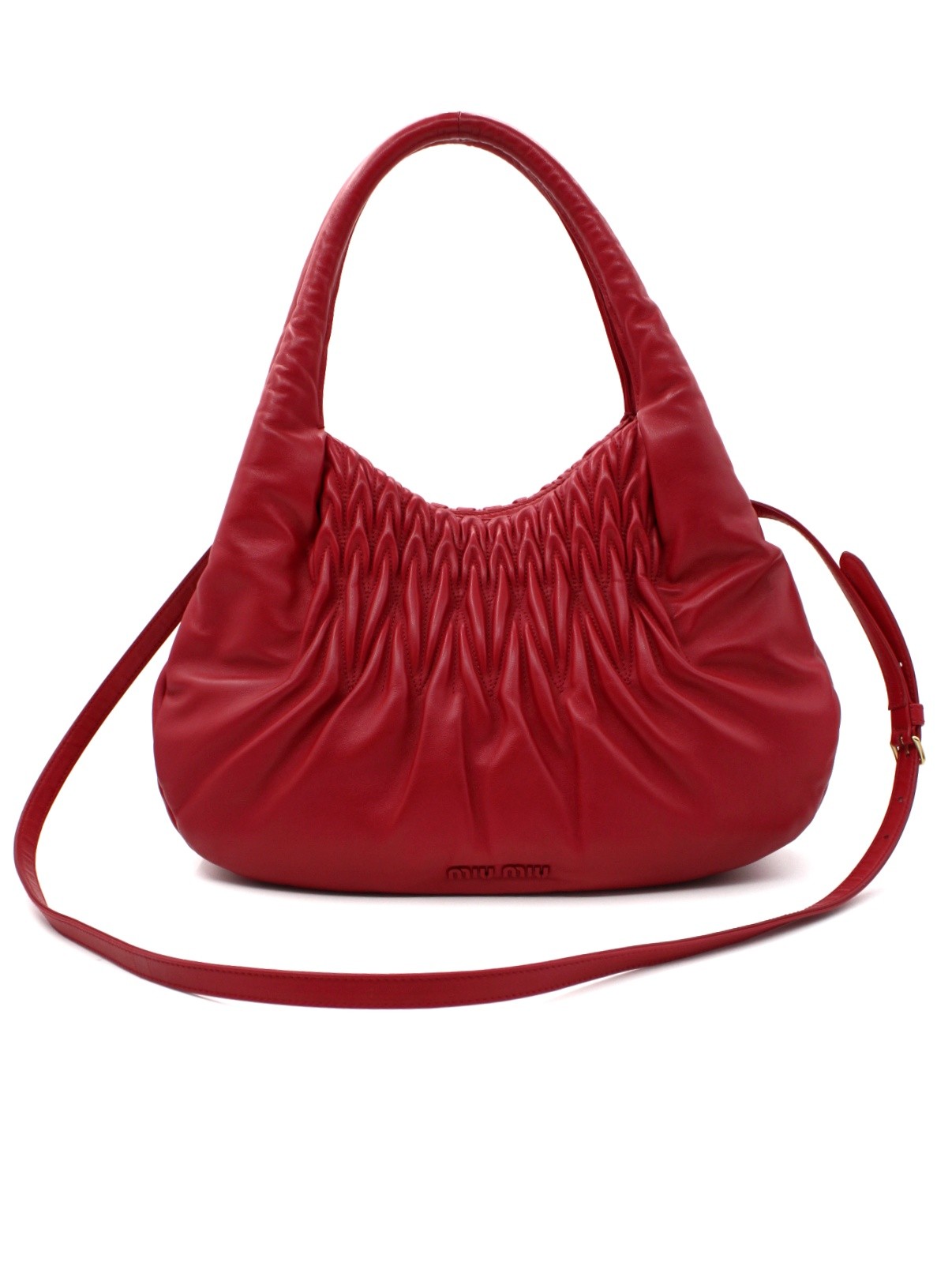 Borsa Miu Miu Hobo in pelle rossa thumb