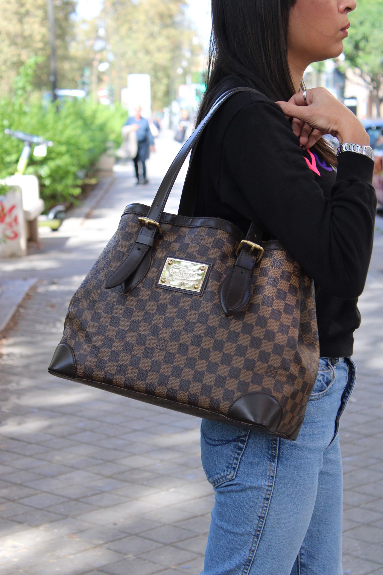 Borsa Louis Vuitton Hampstead in damier ebene thumb