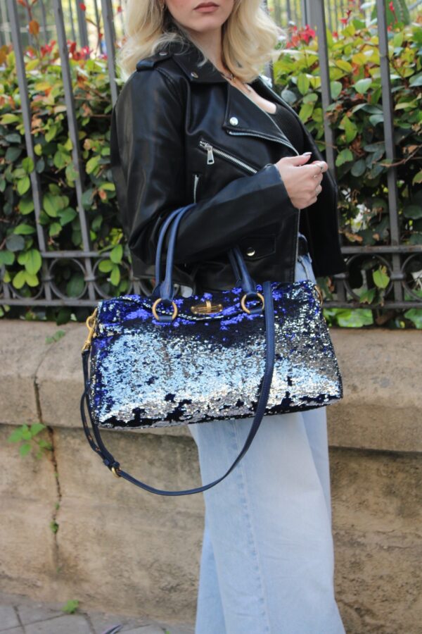 Borsa Miu Miu con Paillette Blu