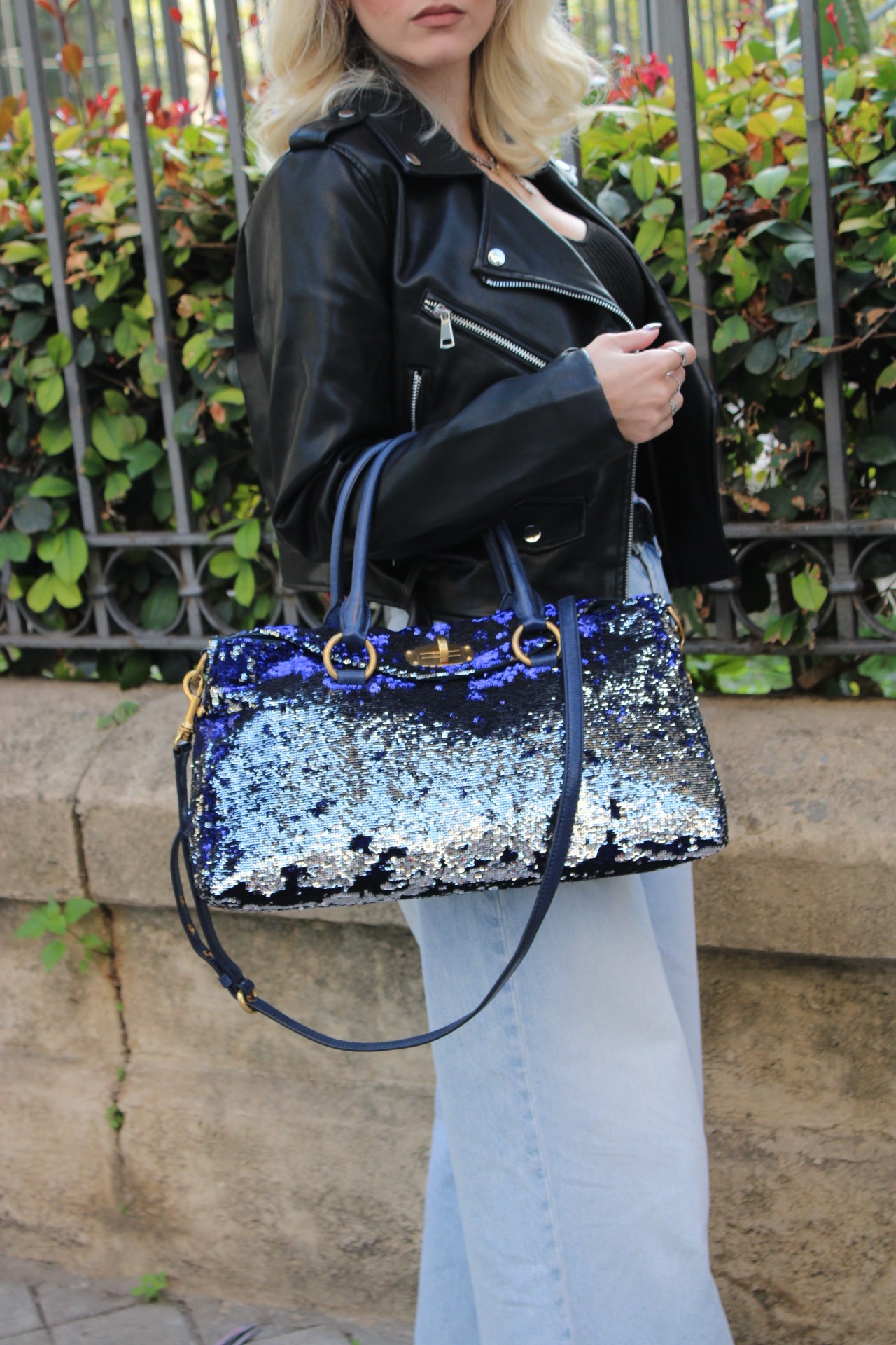 Borsa Miu Miu con Paillette Blu thumb