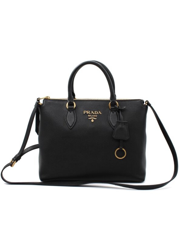 Shopper Prada nera in pelle martellata