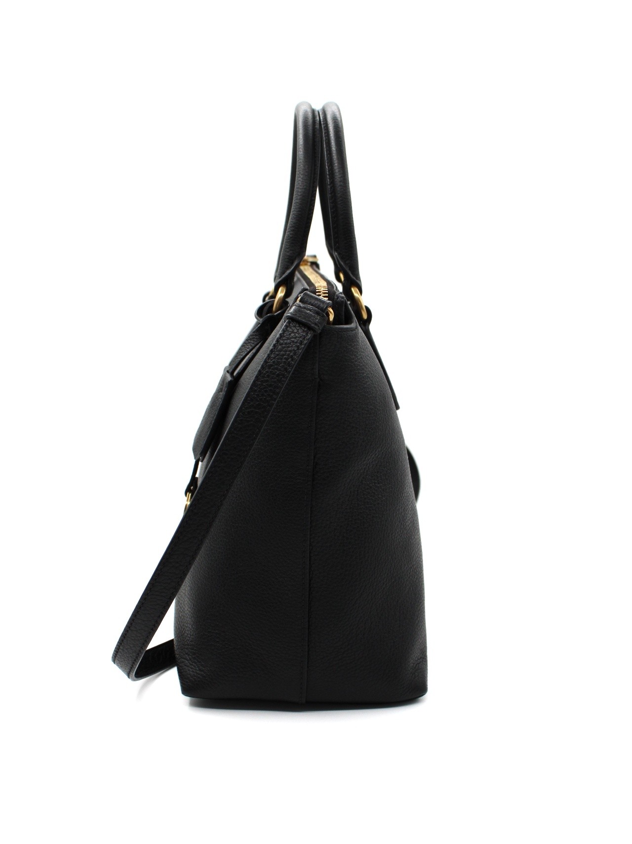 Shopper Prada nera in pelle martellata thumb