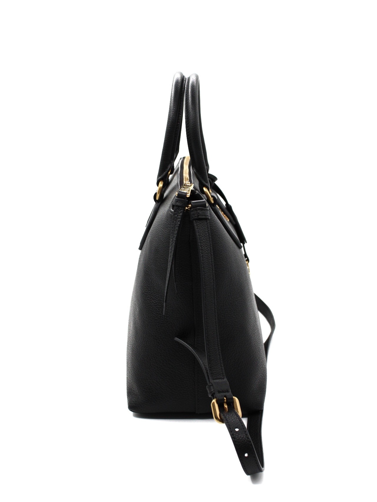 Shopper Prada nera in pelle martellata thumb