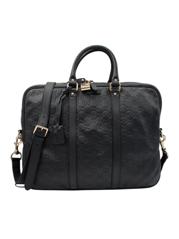 Borsa Lavoro Gucci in Pelle Guccissima Nera