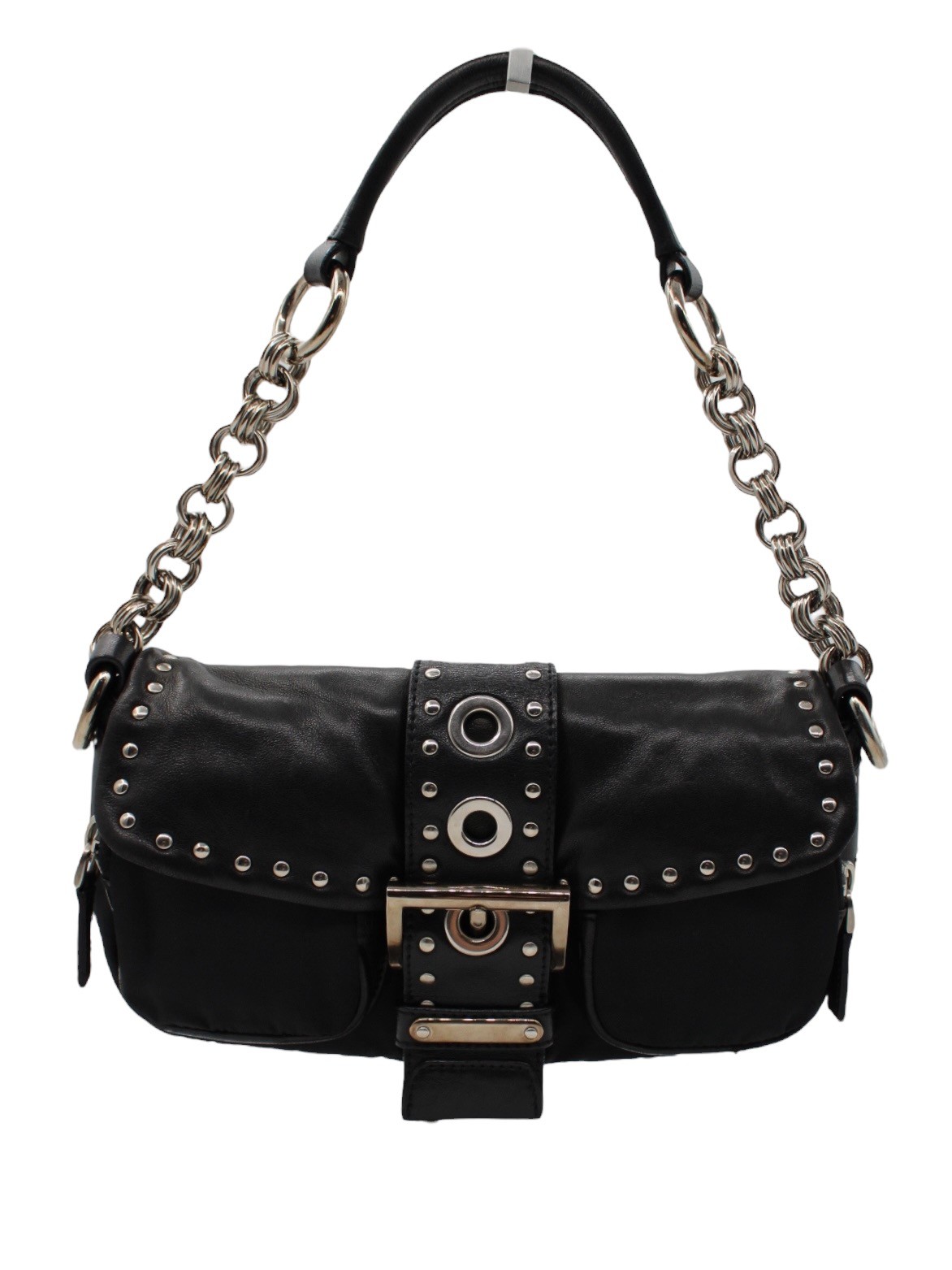 Baguette Prada in Pelle e Tela Vela Nera thumb