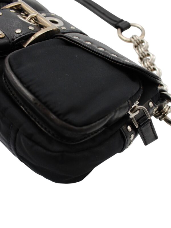 Baguette Prada in Pelle e Tela Vela Nera