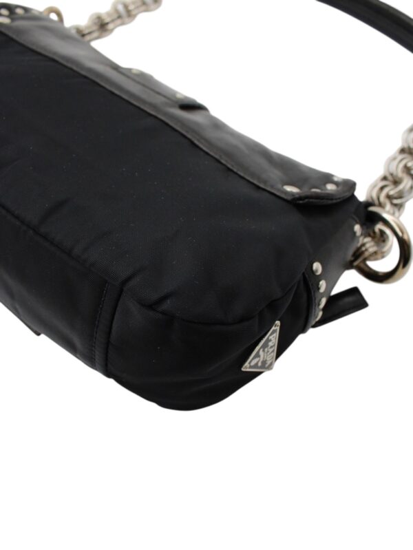 Baguette Prada in Pelle e Tela Vela Nera
