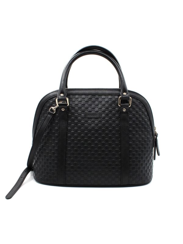 Borsa Gucci in pelle microguccissima nera