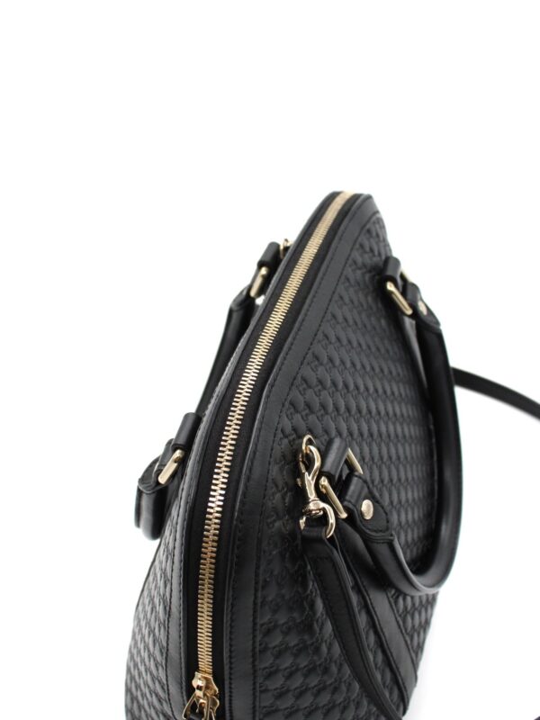Borsa Gucci in pelle microguccissima nera