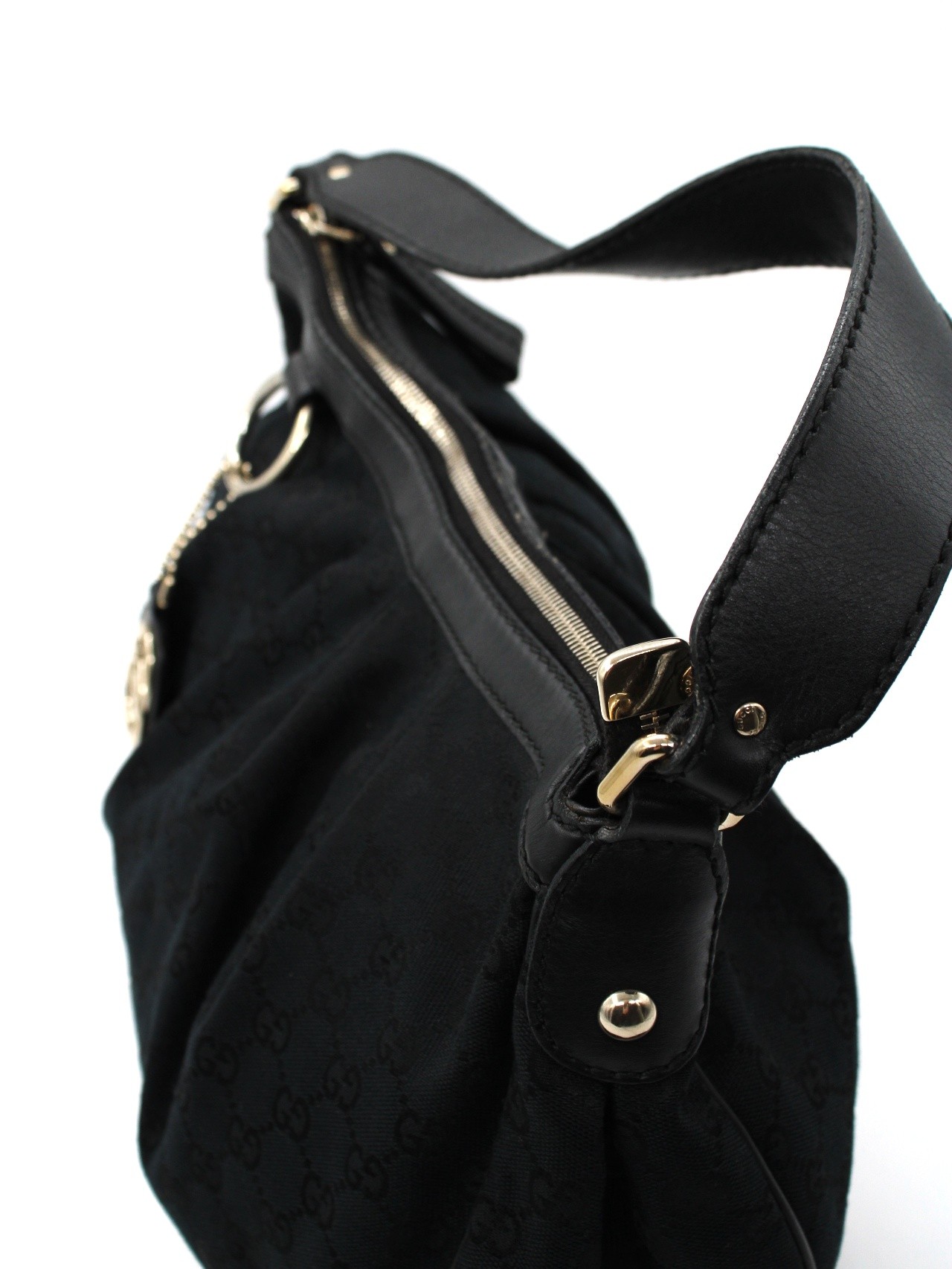 Borsa Gucci Hobo in tessuto e pelle thumb