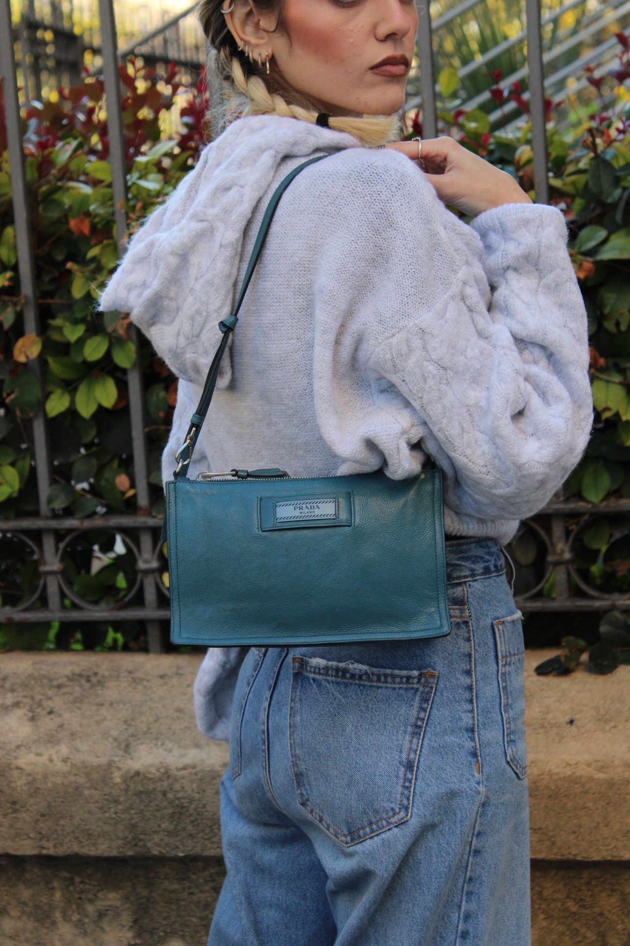 Borsa Prada in pelle cobalto thumb