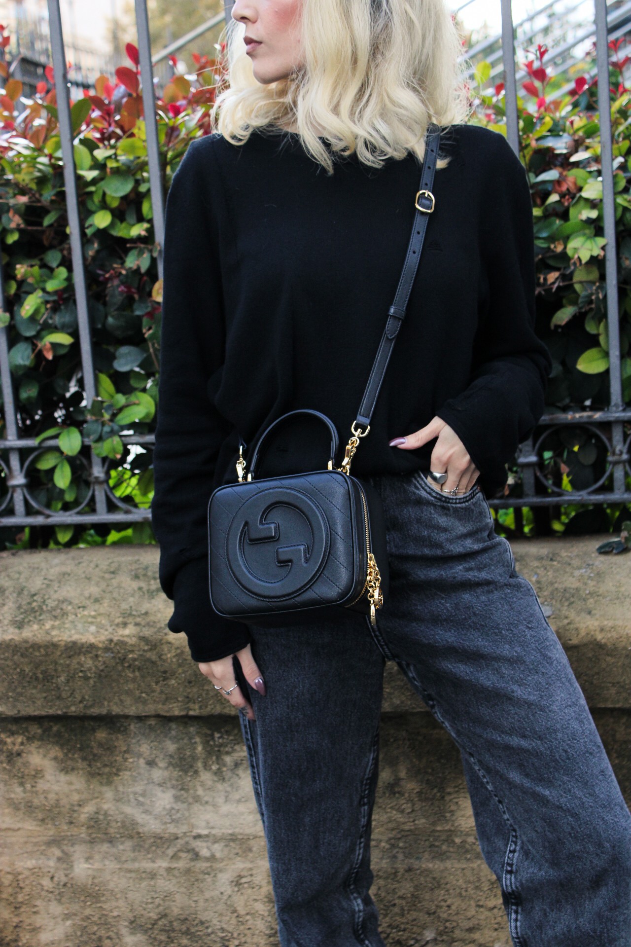 Borsa Gucci Blondie in pelle nera thumb