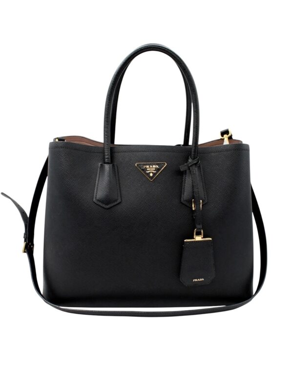 Borsa Prada Bicolor in Pelle Saffiano Nera