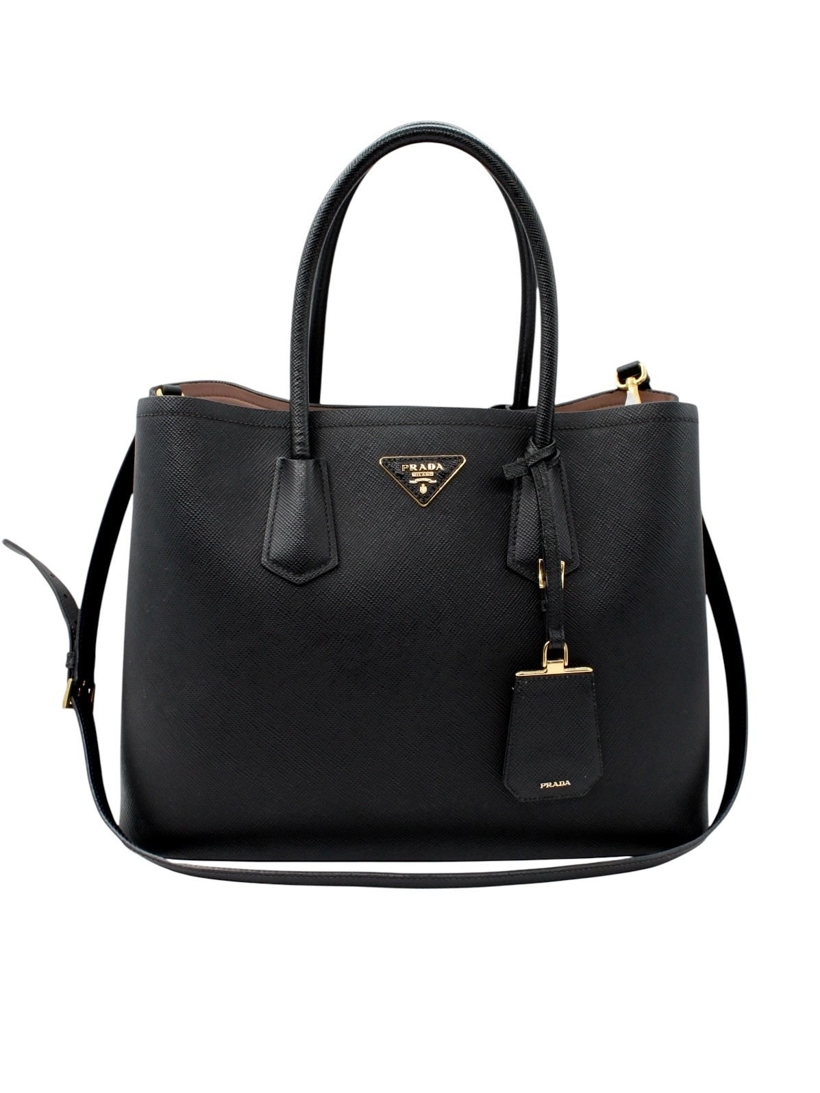 Borsa Prada Bicolor in Pelle Saffiano Nera thumb