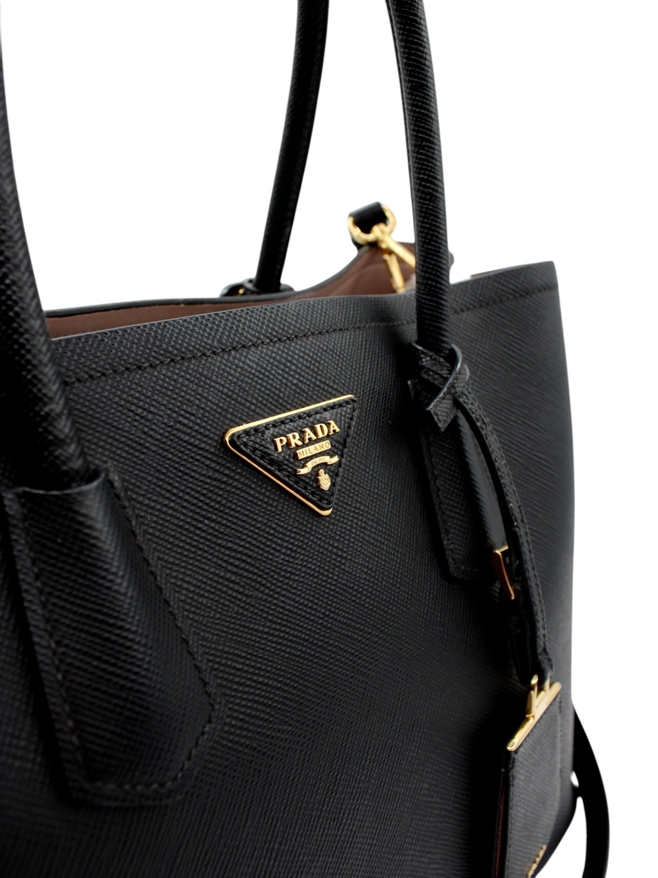 Borsa Prada Bicolor in Pelle Saffiano Nera thumb
