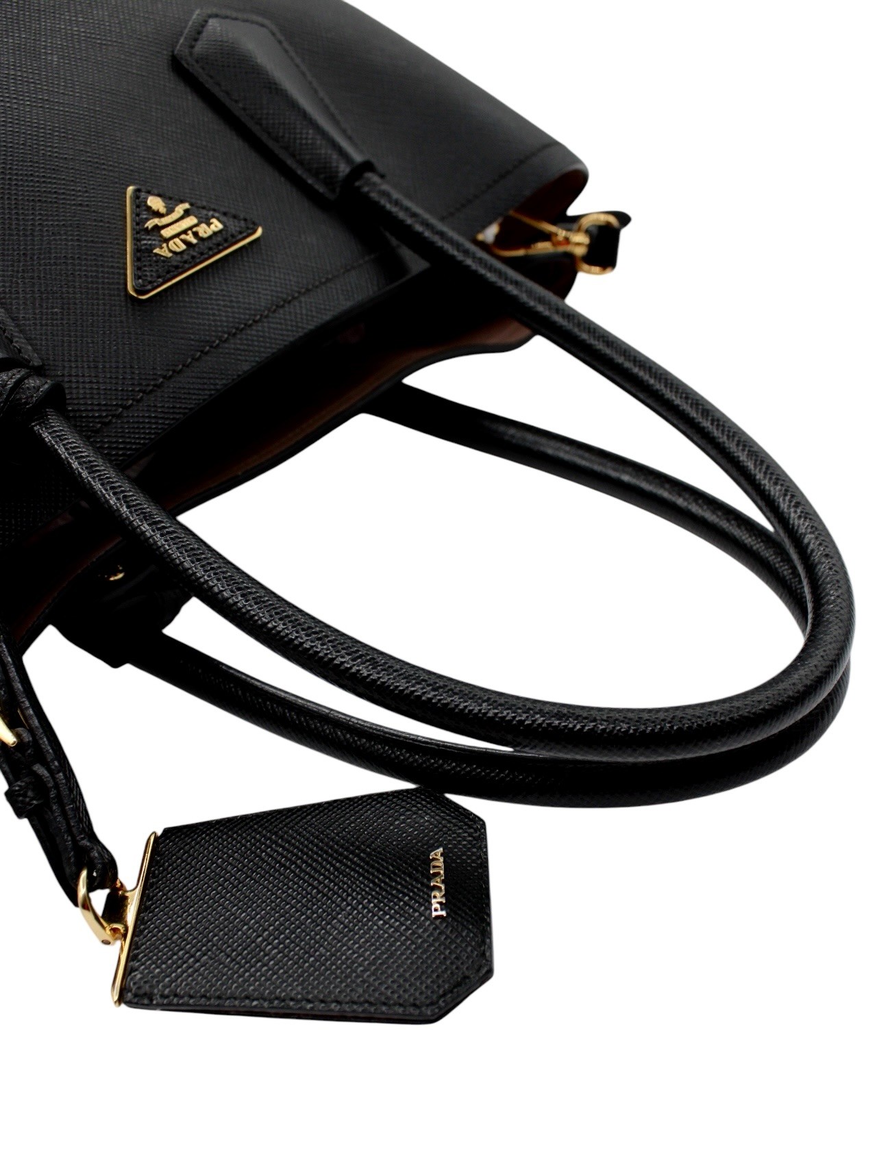 Borsa Prada Bicolor in Pelle Saffiano Nera thumb