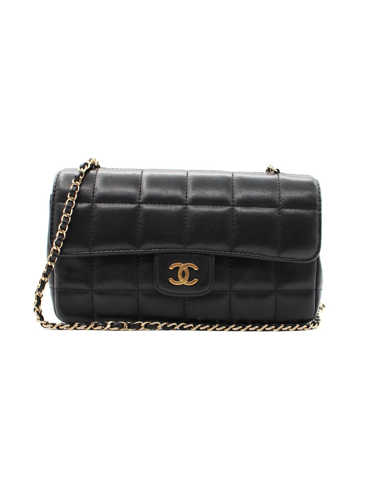 Tracolla Chanel Chocolat Bar pelle nera thumb