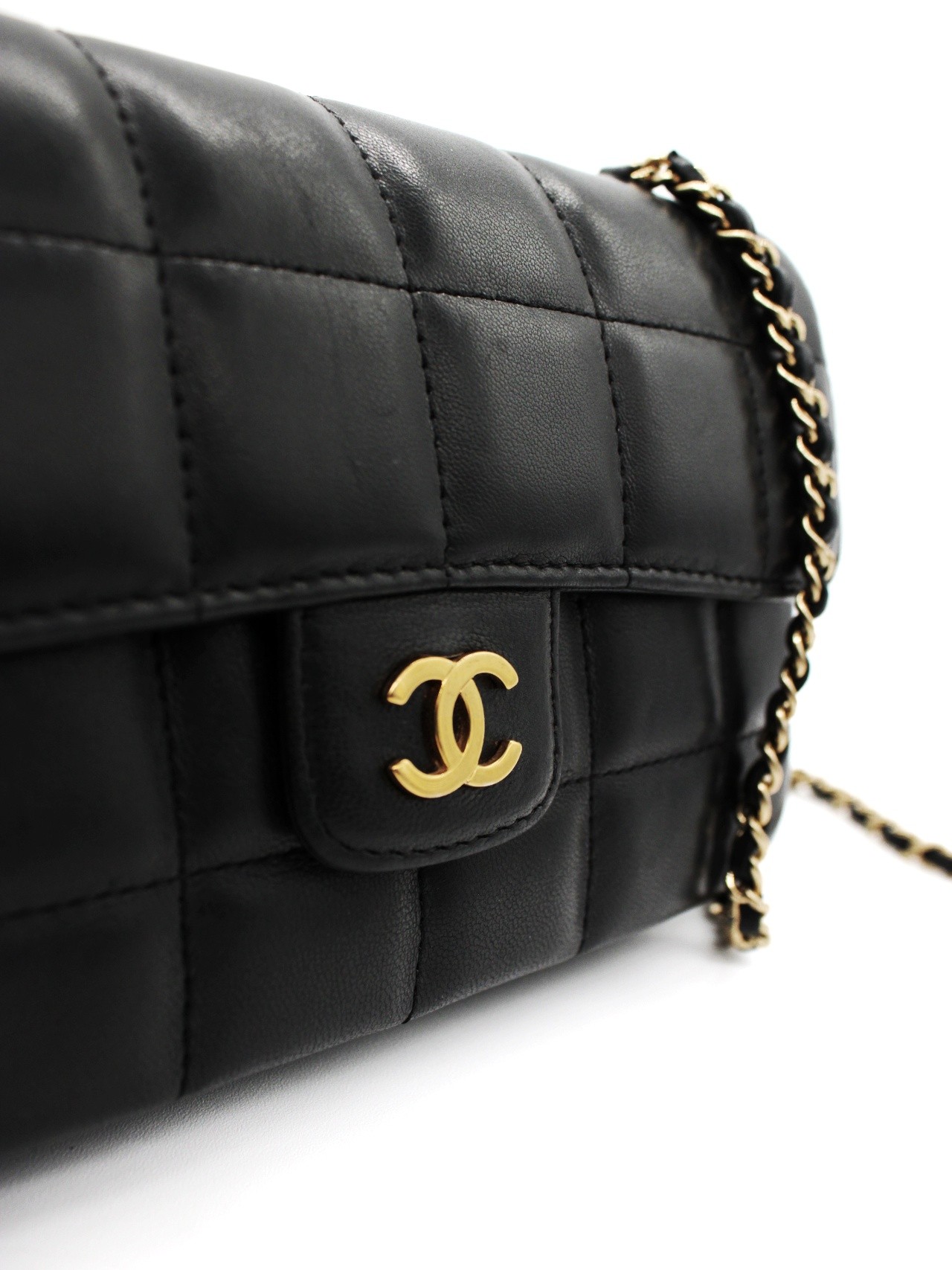 Tracolla Chanel Chocolat Bar pelle nera thumb