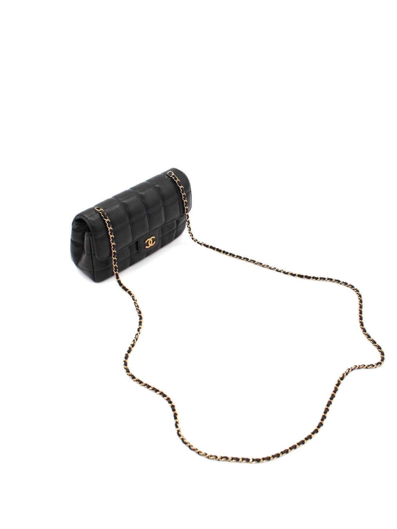Tracolla Chanel Chocolat Bar pelle nera thumb