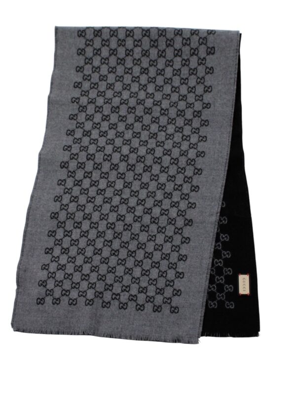 Sciarpa Gucci in Lana GG Grigio e Nero