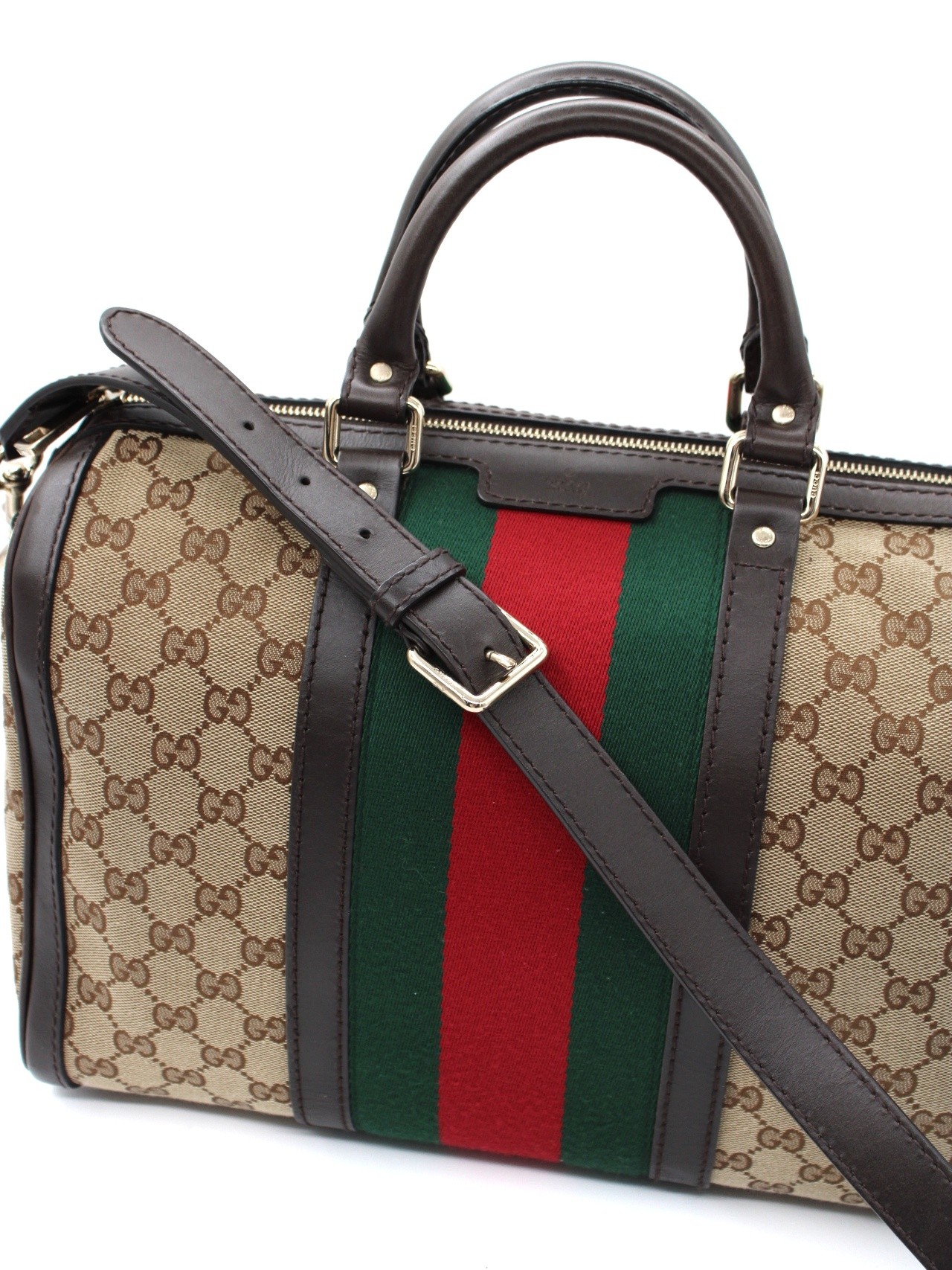 Bauletto Gucci Boston web in tela GG thumb