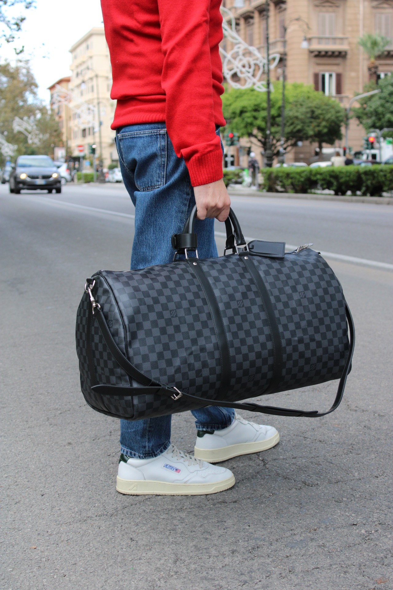 Keepall Louis Vuitton 55 in damier Graphite thumb