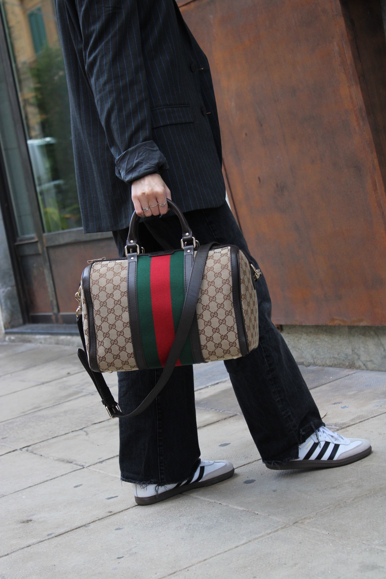 Bauletto Gucci Boston web in tela GG thumb