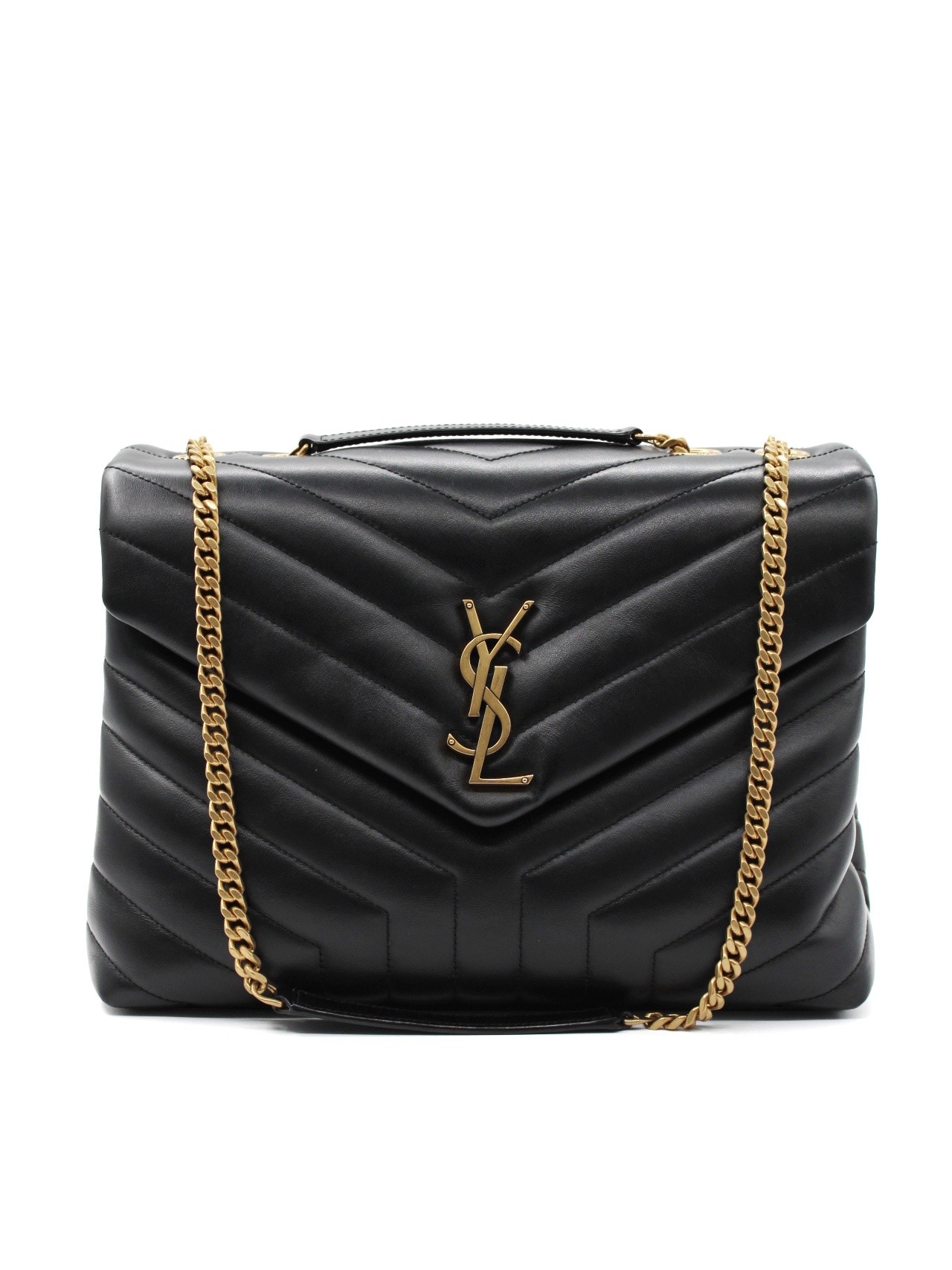 Borsa Saint Laurent LouLou media in pelle nera thumb
