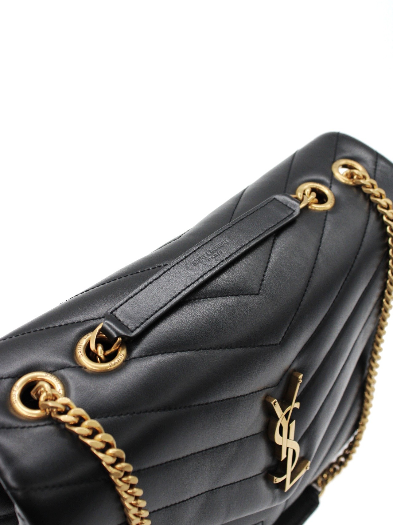 Borsa Saint Laurent LouLou media in pelle nera thumb