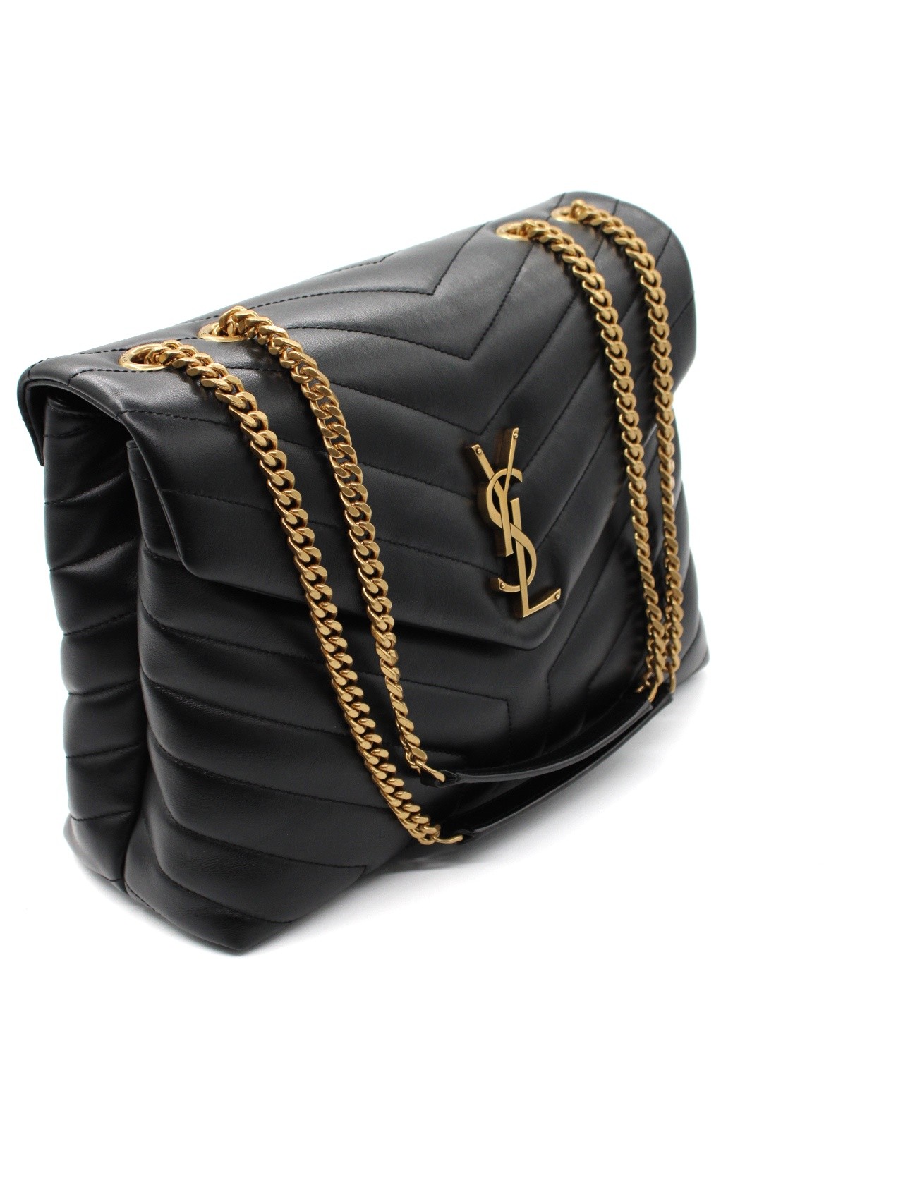 Borsa Saint Laurent LouLou media in pelle nera thumb