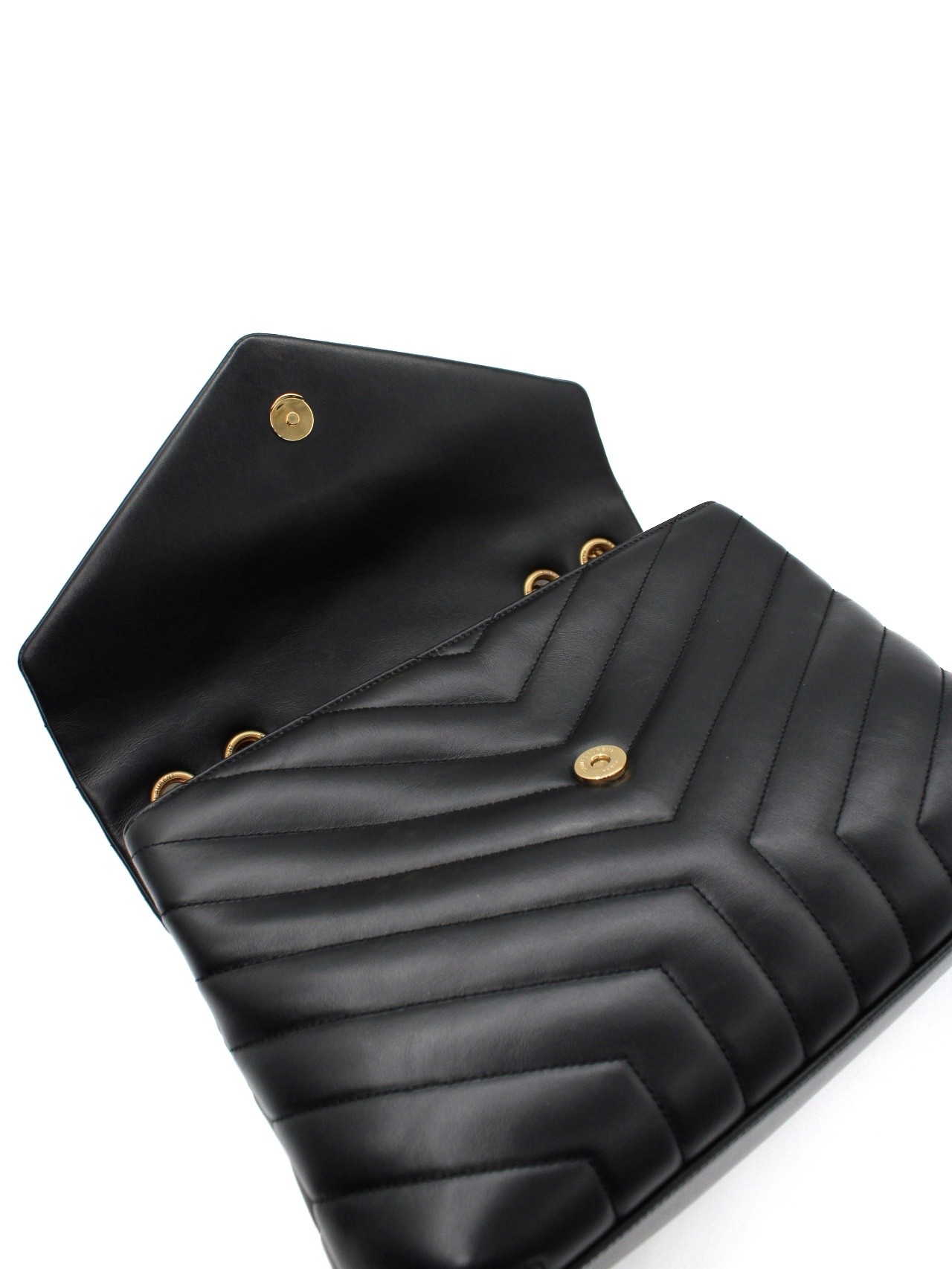 Borsa Saint Laurent LouLou media in pelle nera thumb