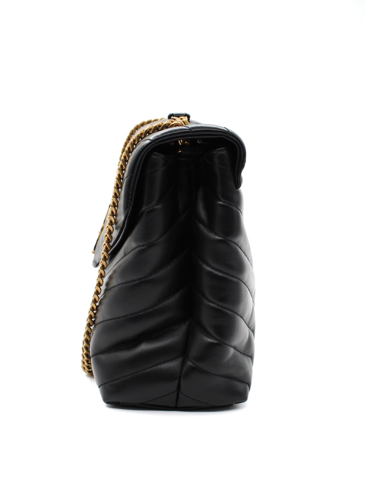Borsa Saint Laurent LouLou media in pelle nera thumb