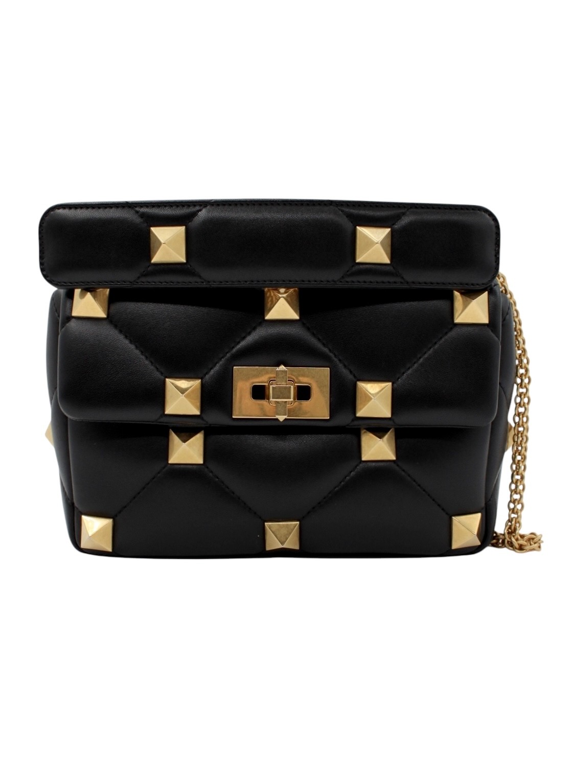 Borsa a Tracolla Valentino Roman Stud in Pelle Nera thumb